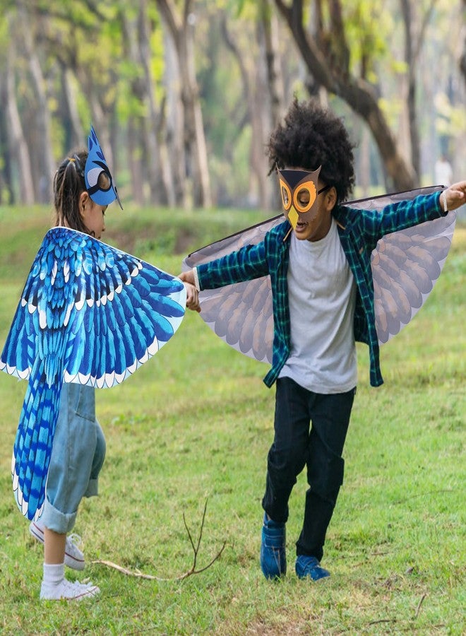 D.Q.Z Bird-Wings-Costumes for Kids with Bird Masks, 3 Pack Eagle Owl Wings for Boys Girls Halloween Dress Up Party Supplies (Owl) - Image 4